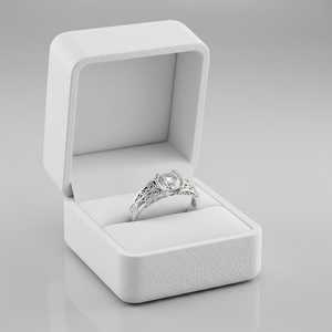 Anillo Clásico Real Art Deco con Moissanita de Corte Redondo de 1 Quilate, Plata 925 Original, Regalo de Aniversario para Pareja - Product Image 3