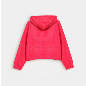 Premium Style Women Winter <b>Crop</b> Zipper Hoodies with Custom Printing 100% Cotton Breathable & Eco-Friendly Flexible Fit - Product Image 3