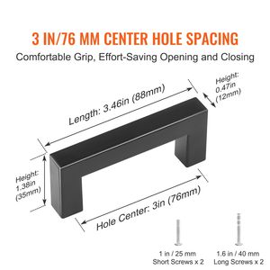 Set di 10 Maniglie Moderne in Acciaio Inox per Mobili, Interasse 76mm, Quadrate e Sottili, per Cassetti e Armadi da Cucina - Product Image 2