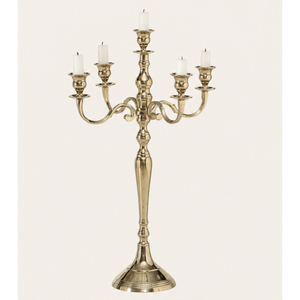 5 Arm Gold Metal Candelabra <b>Tall</b> Wedding Table Centerpiece Vintage Aluminium <b>Candlestick</b> Holder For Hotel Banquet Event Decor - Product Image 5
