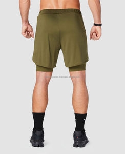 Short de fitness et d'entraînement sportif avec logo personnalisé imprimé pantalon de jogging en polyester à séchage rapide avec décoration à motif de compression - Product Image 1