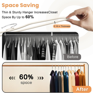 Percha de cuello ultradelgada y corta al por mayor, gancho giratorio 360, perchas de fieltro antideslizantes duraderas para ahorrar espacio - Product Image 5