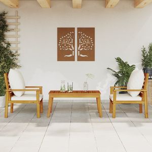 Set da salotto in legno massello di Acacia 3 pezzi con cuscini Set da giardino prodotto - Product Image 1