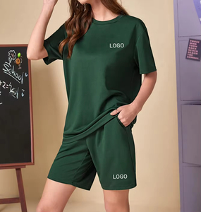 Hot Selling New Arrival Men's and Women's T-Shirt & Shorts <b>Set</b> Summer 100% Cotton Simple Solid Color Unisex T-Shirt Shorts <b>sets</b> - Product Image 3