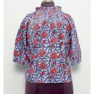 เสื้อคลุมชายหาดผู้หญิงลายดอกไม้สุดน่ารักทันสมัย คอทรงโอ แต่งพู่ แขนครึ่งแขนพองทรงบาน สไตล์ลำลอง เรียบร้อย ซักได้ - Product Image 6