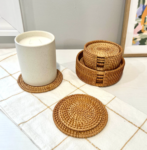 Posavasos de ratán con soporte, aislante para ollas, mantel individual, posavasos de cocina, posavasos para té, ¡gran oferta! - Product Image 4