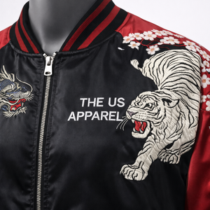 OEM Custom Windproof Winter Varsity Bomber <b>Jacket</b> <b>Mandarin</b> <b>Collar</b> Zipper Closure Unisex 100% Polyester Embroidered Private Front - Product Image 5