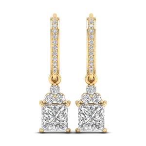 REYES Boucles d'oreilles pendantes en argent sterling 925 sur mesure, coupe princesse, 3,56 carats, moissanite, pour femmes, bijoux fins de luxe - Product Image 2