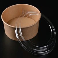 Bol à salade minimaliste en papier kraft biodégradable imprimé sur mesure de 32 oz avec couvercle en PET, récipient alimentaire jetable pour restaurant