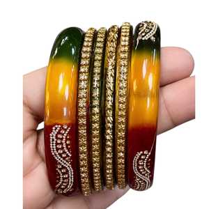 Hermosas Pulseras de Cristal Churiyan para Mujer, Joyería Tradicional India para Novias, Accesorios de Moda Coloridos, Juego al por Mayor - Product Image 1