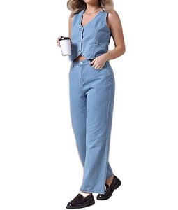 Conjunto de 2 Piezas de Felpa para Mujer, Chaleco Corto y Pantalones Cortos, Estilo Urbano, Verano 2026, Anti-Pilling - Product Image 2