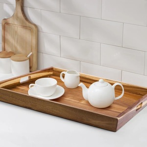 Plateau de service en bois multifonctionnel avec poignées latérales, idéal pour le service alimentaire, la décoration intérieure et l'hôtellerie, vente en gros depuis l'Inde - Product Image 2