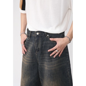Nouveau Jean en Denim de Coton Délavé Foncé, Style Vintage Tendance, Respirant, Taille Mi-Haute, Coupe Droite, Décontracté d'Été, Sexy, Grande Taille, Ample et Effet Usé - Product Image 3
