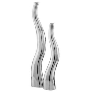 Vase de table minimaliste en métal, finition grise, fait main, vase décoratif pour fleurs, pour la décoration intérieure du salon ou du bureau - Product Image 3