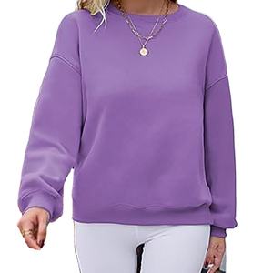 Sweat-shirt à col rond thermique Sweat-shirt à col rond à motif de logo de couleur personnalisée pour femmes en coton tricoté - Product Image 2