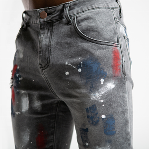 Shorts en jean BEARD pour homme, coupe droite, respirant, délavage clair, style urbain, taille mi-haute, fermeture à cordon, poches - Product Image 4