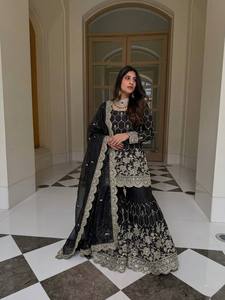 Women's Brown Beautiful Embroidered Salwar Kameez <b>Top</b>-Bottom Dupatta Set with Digital/Foil/Discharge Printed Work for Parties - Product Image 5