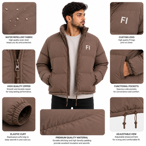Wholesale Men's Puffer <b>Jacket</b> Quilted Padded Winter <b>Jacket</b> Stand Collar Full Zip Warm Outdoor Casual Men's <b>Jacket</b> OEM Custom USA - Product Image 5