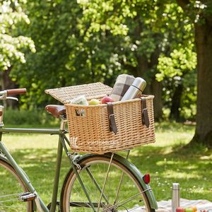 Cesta de bicicleta de ratán con tapa, cesta de lujo para manillar de bicicleta de mimbre con correas de cuero - Product Image 4