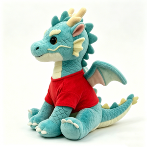 Peluche de Dragón Azul Suave con Alas para Niños, Juguete de Peluche de Dragón del Zodiaco Chino de Dibujos Animados - Product Image 1