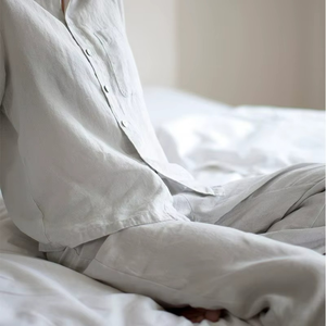 Unisex <b>Linen</b> Pajama Set Women Men Sleepwear Couple Nightgown Eco Sustainable Flax <b>Linen</b> Clothing Support Custom - Product Image 4