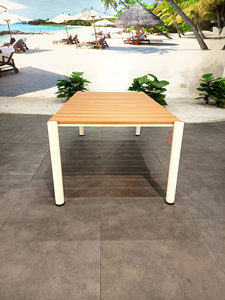 Lumetal Outdoor Coffee <b>Table</b> with Powder-Coated Metal Frame & PS Slat Top - Product Image 5
