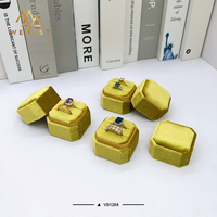 Boîte à bijoux en velours vintage Webest, dorée, double porte-bague, personnalisée pour la Saint-Valentin