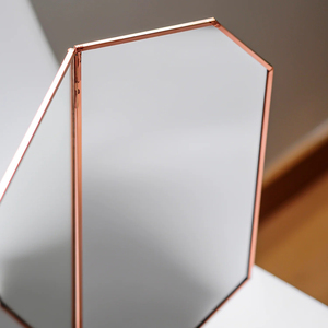 Latest Design <b>Tabletop</b> Decorative Makeup <b>Mirror</b> Metal Border Copper Finished Home And Makeup Shop Usage <b>Mirror</b> Frame For Girls - Product Image 5