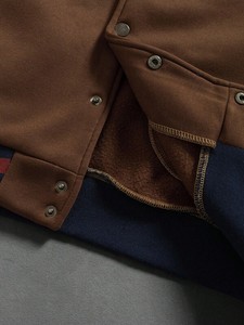 Brown wool varsity outerwear College inspired bomber style winter streetwear Baseball outerwear <b>jacket</b> for <b>men</b> premium wear - Product Image 6