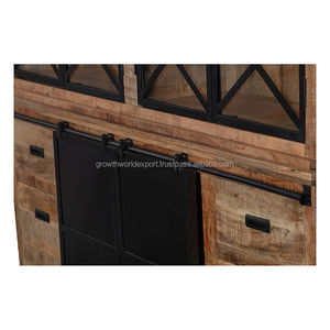 Meuble TV en bois massif de style européen, gamme Jupiter, avec portes coulissantes, meuble de rangement pas cher pour salon et chambre à coucher - Product Image 3