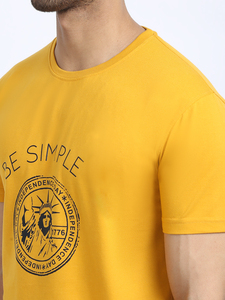 Camiseta de Manga Corta con Cuello Redondo para Hombre, Color Amarillo, Marca BE SIMPLY, Camiseta Regular, Transpirable, de Algodón y Poliéster, con Diseño Gráfico (HMT-2018) - Product Image 6