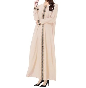 Hijab Women Abaya <b>Dresses</b> Solid Elegant Muslim Fashion O Neck Casual Loose Pleated <b>Dress</b> <b>Long</b> Burqa Arabic Breathable Abayas - Product Image 4