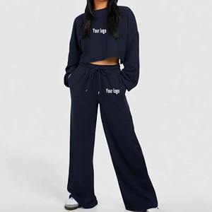 Conjunto Deportivo de Dos Piezas para Mujer, Chaqueta de Poliéster/Algodón con Cierre Completo y Cinta en Contraste, Pantalones Deportivos de Pierna Recta, para Entrenamiento de Invierno y Jogging - Product Image 1