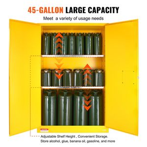 Armadietto di sicurezza liquido infiammabile in acciaio laminato a freddo 45 Gal a prova di esplosione 2 ripiani regolabili 2 porte manuali uso industriale - Product Image 5