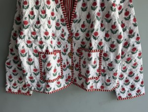 <b>Quilted</b> Floral Cotton <b>Jacket</b> Women's Autumn Long Sleeve Button Closure Red White <b>Pattern</b> Embroidered Coat gift for her - Product Image 5