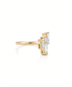 Wonderful 18K Solid Gold Baguette Moissanite Diamond Ring DEF Color VS VVS Clarity Cluster Stackable Ring Unique Engagement Ring - Product Image 2