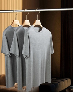 High-end 7A Antibacterial Breathable <b>Men's</b> Short Sleeve T-Shirt 100% Australian Merino Wool Four-Way Stretch Summer Comfortable - Product Image 4