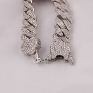 Bracelet cubain pour homme en or blanc S925, diamant de laboratoire taille brillant rond, style hip-hop, plaqué rhodium, pour usage quotidien - Product Image 3