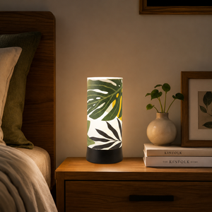 Nature Inspired Leaf Pattern Table Lamp Decorative Bedside <b>Night</b> Lamp Warm <b>Light</b> Fabric Shade E27 Compatible Modern Home Decor - Product Image 4