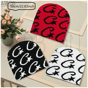 Bonnet tricoté unisexe décontracté en laine chaude pour l'hiver, style hip-hop, tendance, pour l'extérieur, avec impression de lettres, prix de gros - Product Image 2