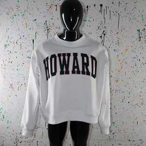 HOWARD WHITE <b>Mock</b> <b>Neck</b> Sweatshirt 100% BLACK Applique Embroidery wide <b>neck</b> Sweatshirt Finer Threads - Product Image 1