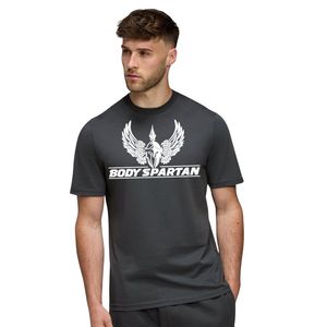 Men’s Charcoal Grey Graphic Print T Shirt Crew Neck Short Sleeve Athletic Gym Workout Training Casual Sportswear Tee - Product Image 1
