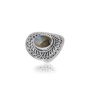 925 Sterling Silver Labradorite <b>Statement</b> <b>Ring</b> Natural Gemstone Vintage Designer Jewelry for Women & Men - Product Image 2