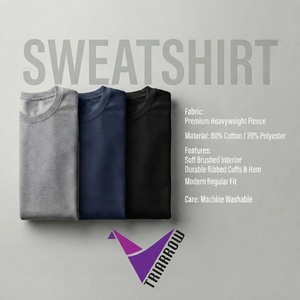 เสื้อสเวตเชิ้ตคอกลมสีน้ำตาลหนานุ่ม สไตล์สตรีทแวร์เรียบง่ายสำหรับผู้ชาย มีกระเป๋า - Product Image 3