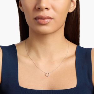 จี้เพชรรูปหัวใจแบบเปิดทำจากทองคำขาว 14K พร้อมสร้อยคอ - Product Image 4