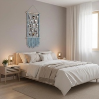Tapisserie murale en macramé en coton, étagère en bois, rideau à franges tissé à la main, contemporain, écologique, haute qualité, anniversaire
