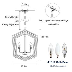 Lampadario moderno 4 luci per sala da pranzo 18.11 \ "oro nero opaco lampada a sospensione in stile industriale per agriturismo - Product Image 5