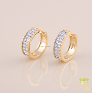 Designer Inspired Pave Hoop Earrings With Cubic Zirconia Stones Luxury Women Jewelry Collection - Product Image 2