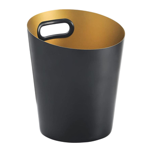 Enfriador de vino de metal dorado pulido con un elegante diseño de borde asimétrico, cubitera perfecta para entretenimiento en la mesa - Product Image 4