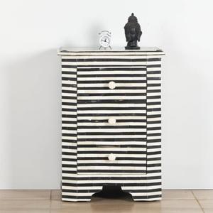 Mesa de Cajones con Incrustaciones de Hueso de ILAHI, Diseño Moderno con Detalles de Ágata, Almacenamiento de Tres Niveles, Mueble Portátil para el Hogar - Product Image 1